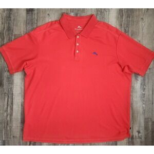 Tommy Bahama Polo Shirt Mens XXL Orange Supima Cotton Blend Short Sleeve Marlin